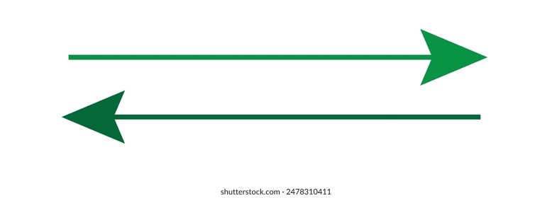 green arrow glowing color for icon isolated on white, arrow green pointer left symbol for direction, simple arrow pointing left for navigation, arrow cursor for digital upload icon, vector