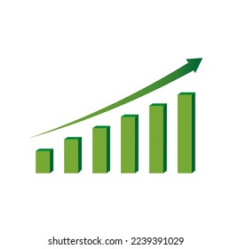 Green arrow graph. Business success. Growth stock diagram financial graph. Vector illustration. Stock image.