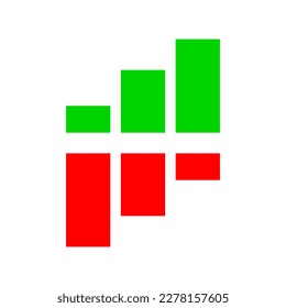 Green arrow graph growing uptrend and red graph downward trend financial business statistics flat vector icon design.