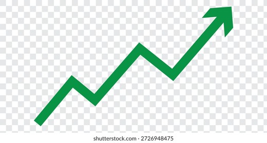 green arrow graph moving upward direction concept of economic stock market business, share, stock, financial growth transparent background