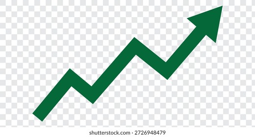 green arrow graph moving upward direction concept of economic stock market business, share, stock, financial growth transparent background