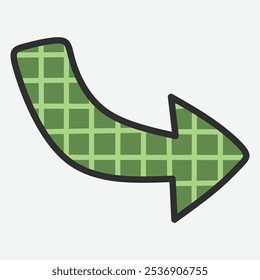 Uma seta verde com um padrão de grade, indicando direção ou movimento.