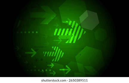 grüner Pfeil Hexagon geometrische Form mit Linie Schaltung abstrakten High-Tech-Hintergrund