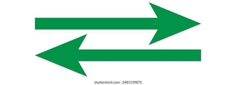 Green arrow icon, Green color arrow indicator Symbol. Long Arrow.