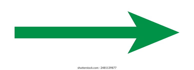 Green arrow icon, Green color arrow indicator Symbol. Long Arrow.