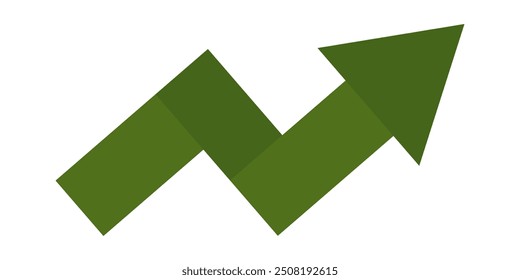 Icono de flecha verde en estilo plano sobre fondo blanco. Iconos para sus App, diseños, logotipos y Web.