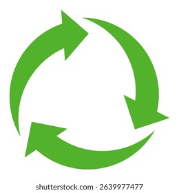 green arrow icon in flat style. green arrow recycling icon. environment icon live theme.