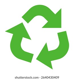 green arrow icon in flat style. green arrow recycling icon. environment icon live theme.