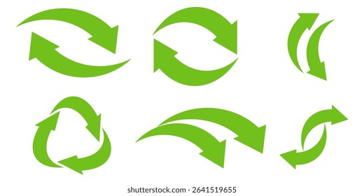 green arrow icon in flat style. green arrow recycling icon. environment icon live theme.