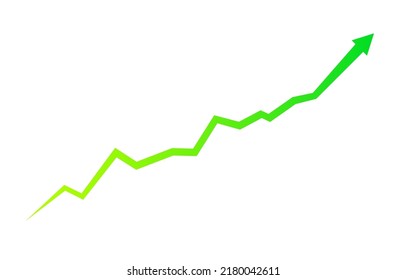 Green arrow up icon. Indication up arrow sign. Financial statistic graphic symbol. Profit increase chart. Vector illustration