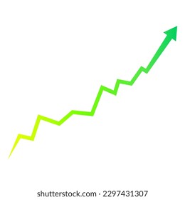 Green arrow up icon. Indication up arrow sign. Financial statistic graphic symbol. Profit increase chart. Vector illustration