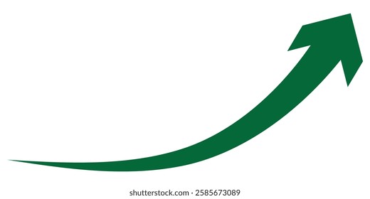 Green  arrow icon on transparent background. Flat style arrow icon for your website, design, logo, app, UI., curved arrow sign. 1176