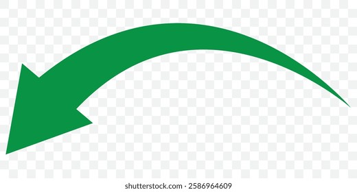 green arrow icon on white background . green long arrow . green curved arrow pointing to right . green long curved arrow vector icon isolated . EPS 10.