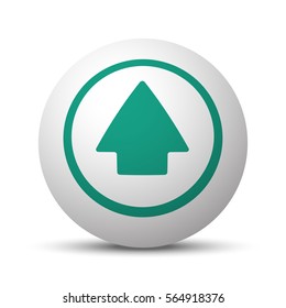 Green Arrow Up icon on white sphere