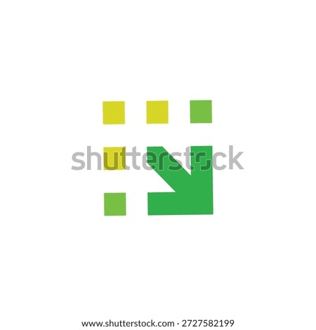 Green arrow icon pointing down and right from a grid of squares.