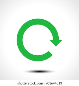 Green arrow icon reload, refresh, rotation, reset, repeat sign. Vector illustration