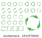 Green arrow icon set on white background. Circular arrow. Recycle symbol. Vector