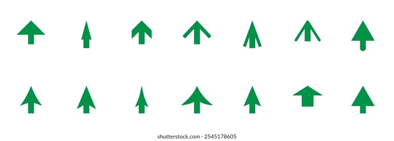 Green Arrow icon. green arrow icon set on white background. flat style. arrow icon for your web site design, logo, app, UI. curved arrow sign. Vector illustration.