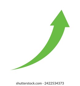 green arrow icon. Green arrow showing upward business earnings on white background. Vector illustration. Eps file 134.