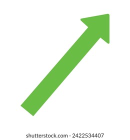 green arrow icon. Green arrow showing upward business earnings on white background. Vector illustration. Eps file 136.