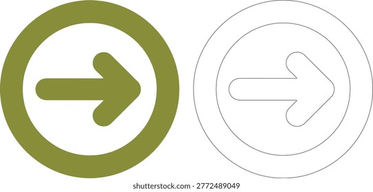 Green arrow inside circle and outline arrow inside circles