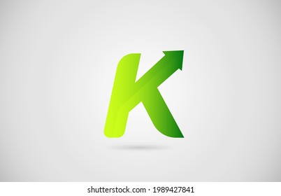 green arrow K alphabet letter logo icon for company and business. Creative design for corporate