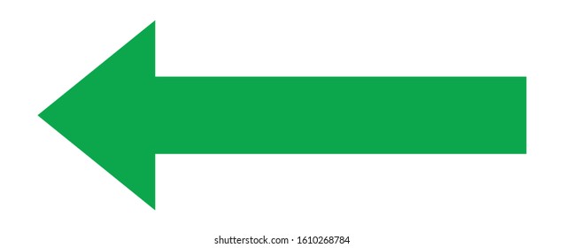 Green arrow to the left vector, isolated