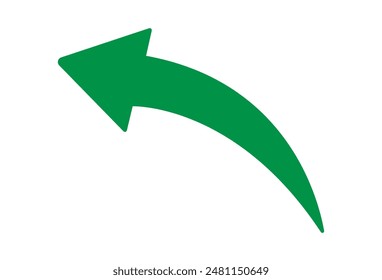 Green arrow to the left vector, isolated on white background. Arrow indicated the direction symbol. Green arrow left icon symbol. Vector illustration. Eps file 75.