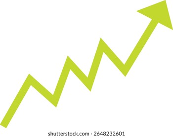 Green arrow line graph growth up direction vector png file type on transparent background for apps, websites, UI designs,  Ideal for business apps, financial websites, and dashboard UI designs.