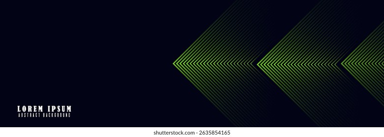 Green Arrow Lines on Dark Abstract Background. futuristic technology concept