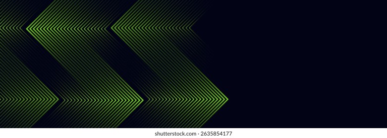 Green Arrow Lines on Dark Abstract Background. futuristic technology concept. Vector Illustration