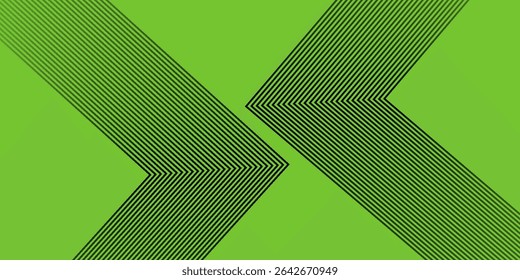 Green Arrow Lines on Dark Abstract Background. futuristic technology concept