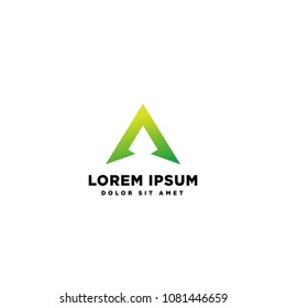 green arrow logo template letter a vector editable