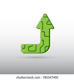 Green arrow is made in the style of flat