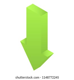 Green arrow map icon. Isometric of green arrow map vector icon for web design isolated on white background