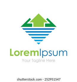 Green arrow up the nature landscape simple business icon logo