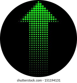 Green arrow on black circle - green light.