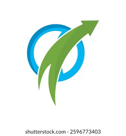 green arrow over circle logo icon logo vector icon illustration design.