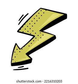 Green Arrow with Pointed End and Dots Doodle Style Vector Element