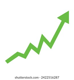 green arrow pointing up grow business financial profit graph. Vector illustration. Eps file 126.