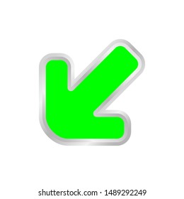 green arrow pointing to the left down, clip art green arrow icon pointing for left down, 3d arrow symbol indicates green direction pointing left down, illustrations arrow buttons left down isolated