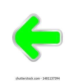 green arrow pointing to the left isolated on white, clip art green arrow icon pointing to left, arrow symbol indicates green direction pointing to left, illustrations 3d arrow buttons for point left