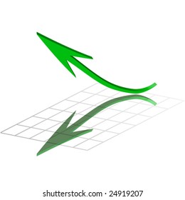 Green arrow pointing up on top of a grid