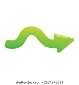 Green arrow pointing to the right following a winding path