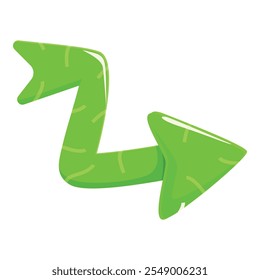 Green arrow is pointing to the right and showing direction, change of direction, progress, and movement