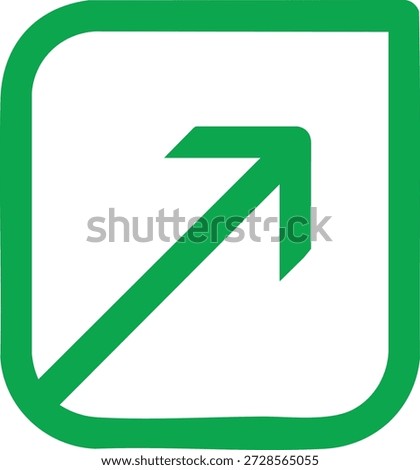 Green arrow pointing up and to the right in a square frame