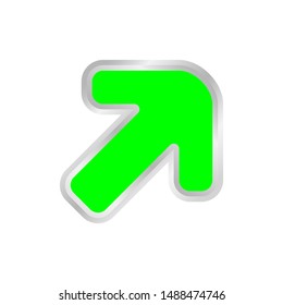 green arrow pointing to the right up, clip art green arrow icon pointing for right up, 3d arrow symbol indicates green direction pointing to right up, illustrations arrow buttons right up isolated