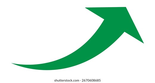 Flecha verde que apunta hacia arriba y hacia la derecha con una cola curva