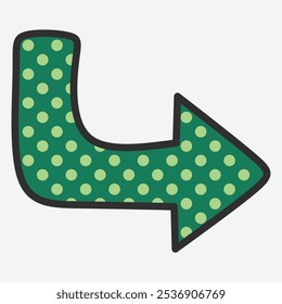 A green arrow with polka dots, indicating a leftward direction.