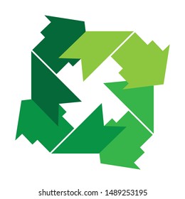green arrow recycle logo design illustration template